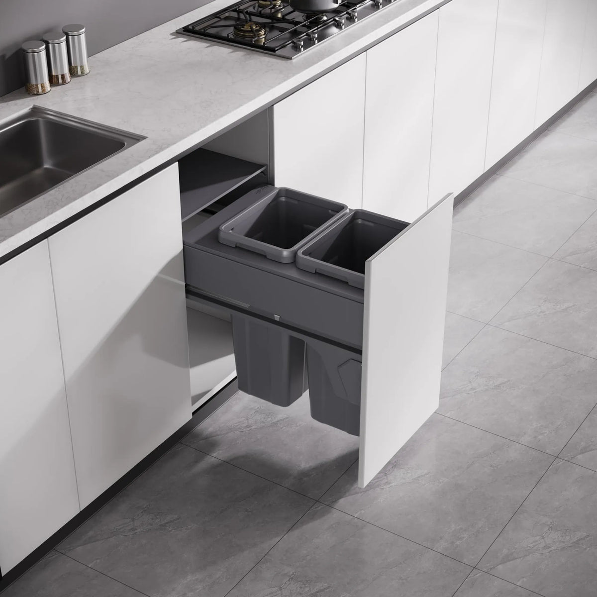 Vora 54L Twin Pull-Out Kitchen Bin (2x27L)