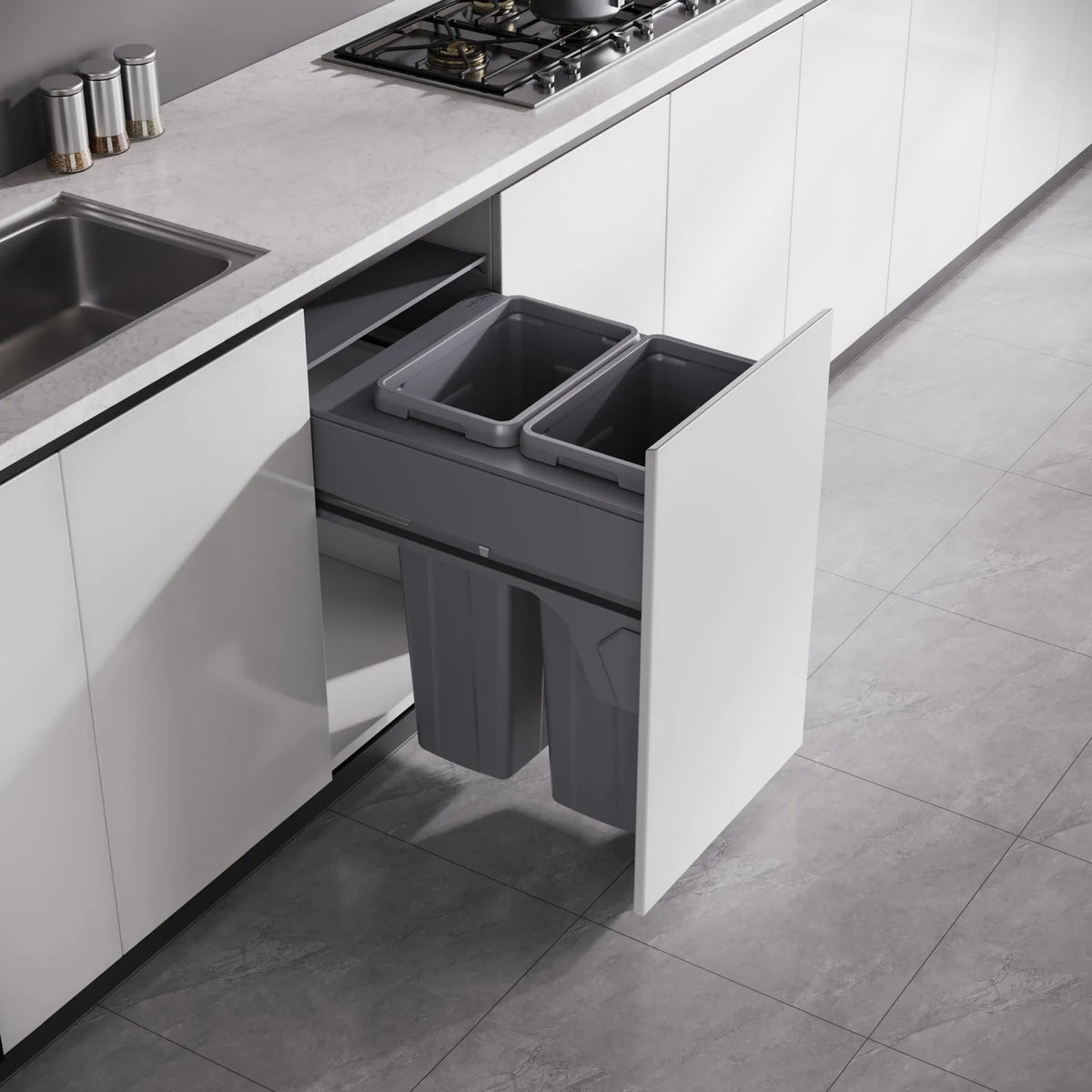 Vora 36L Side-Mounted Pull-Out Kitchen Bin (2x18L)