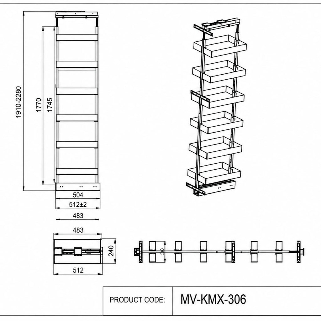 MV Deluxe 300mm Pull-Out Pantry Unit – view 2