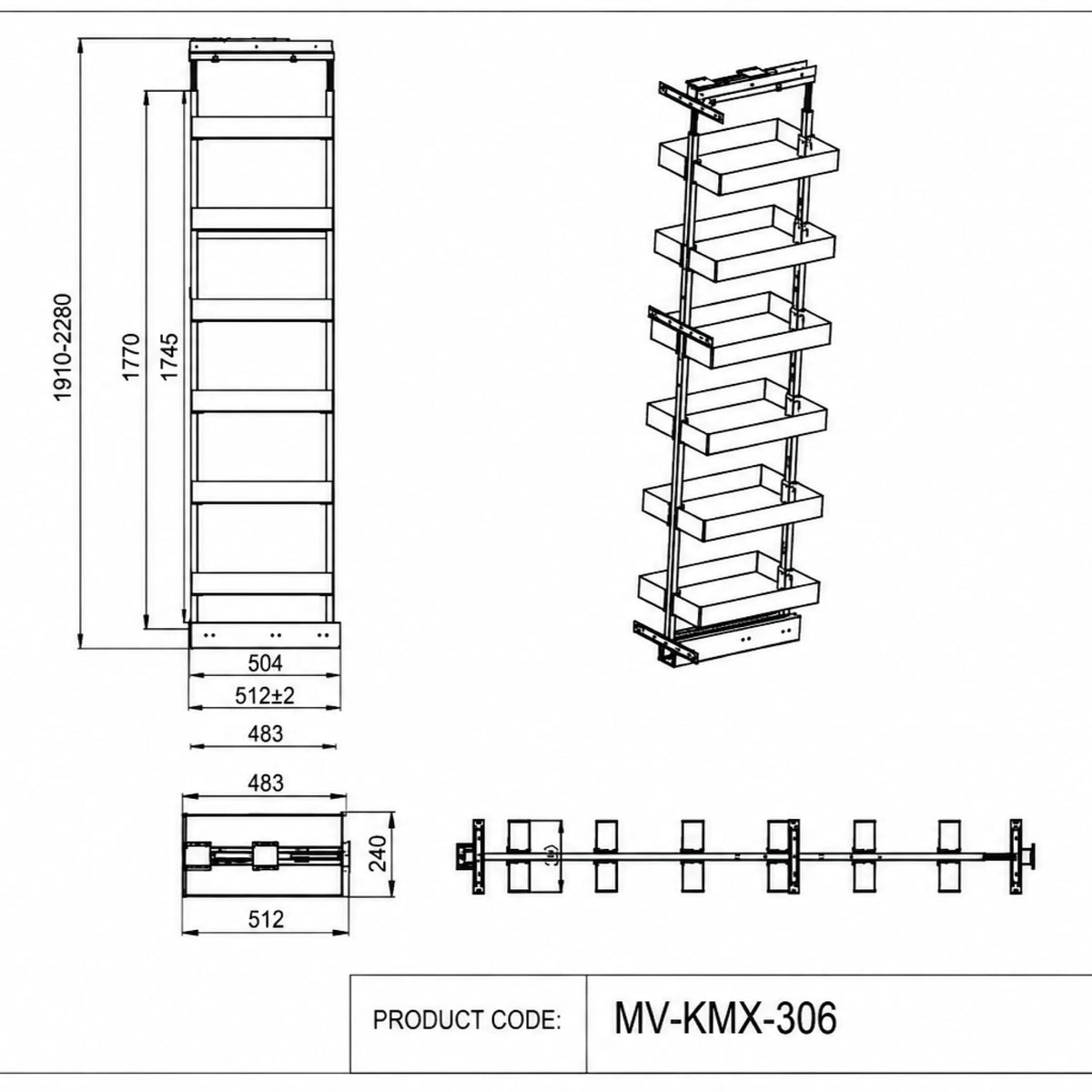 MV Deluxe 300mm Pull-Out Pantry Unit – view 2