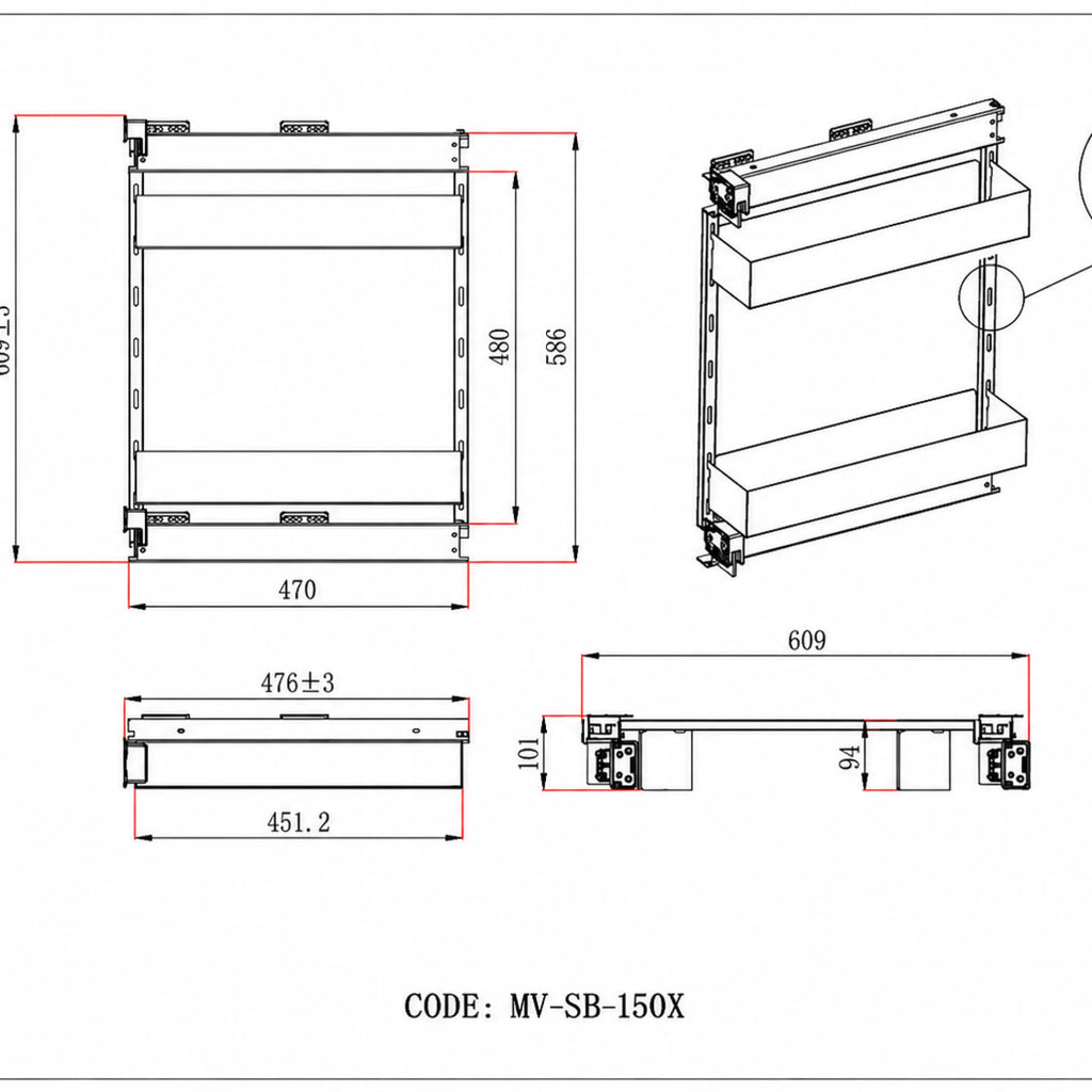 150mm Soft-Close Pull-Out Spice Rack – view 2