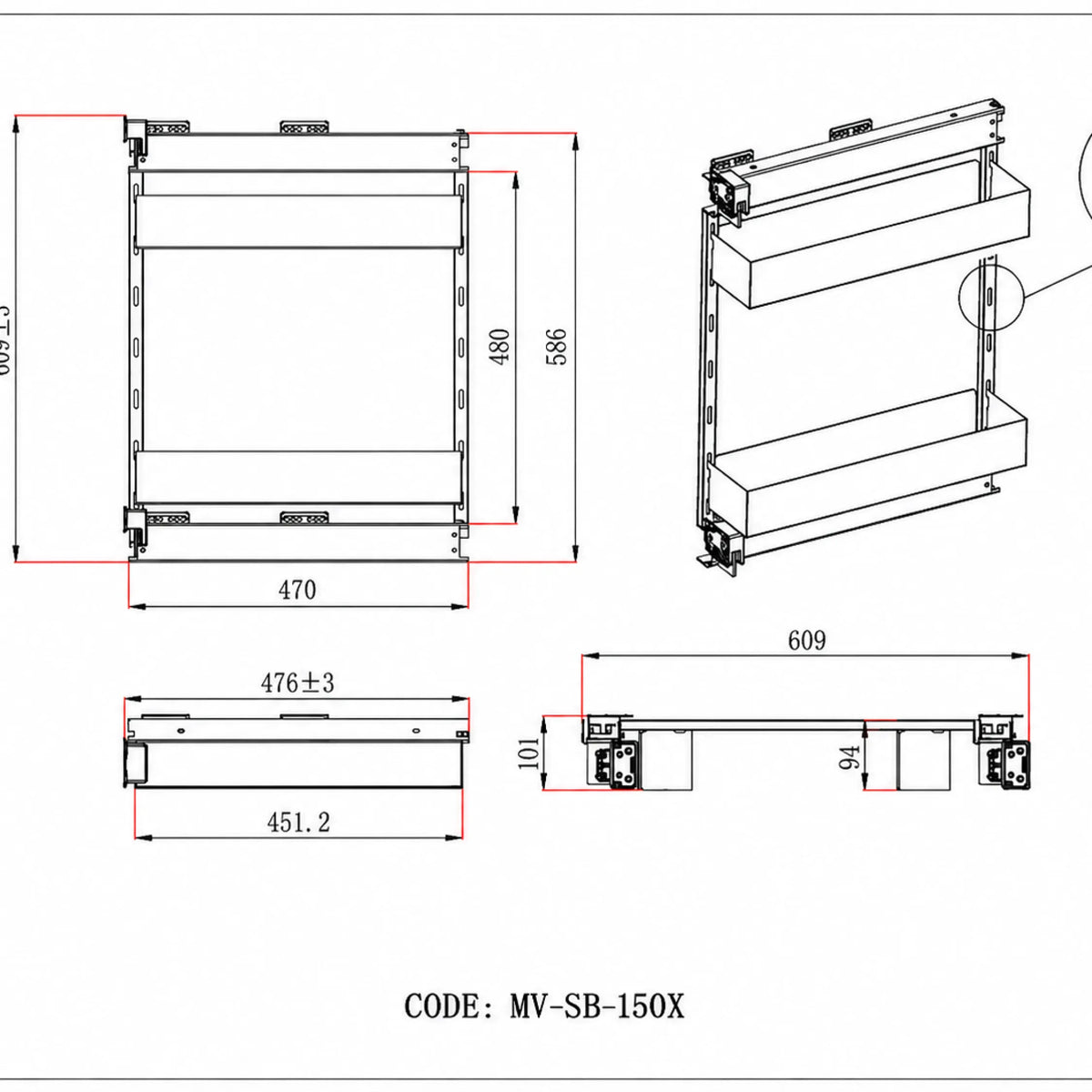 150mm Soft-Close Pull-Out Spice Rack – view 2