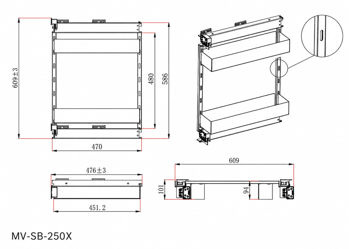 250mm Pull-Out Spice Rack – view 2