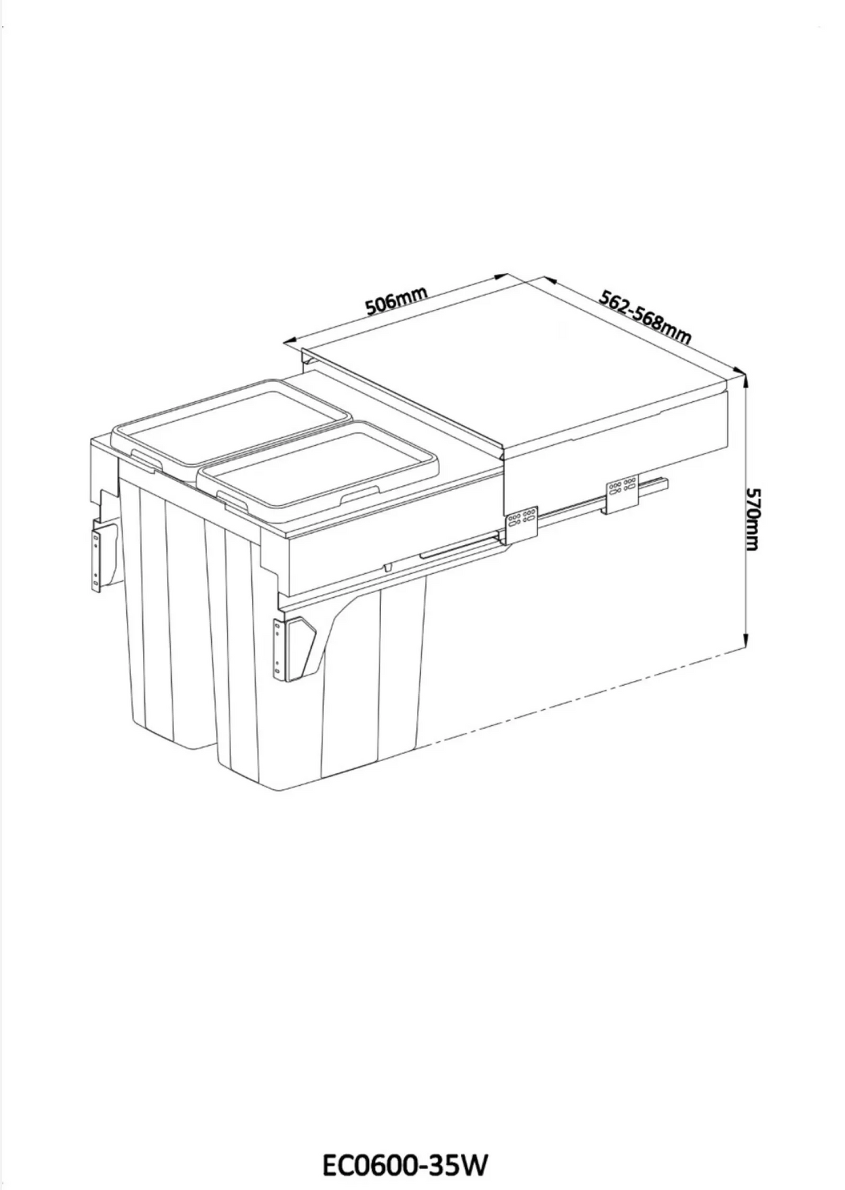 Vora Side-by-Side 70L Pull-Out Bin (2x35L) – view 2