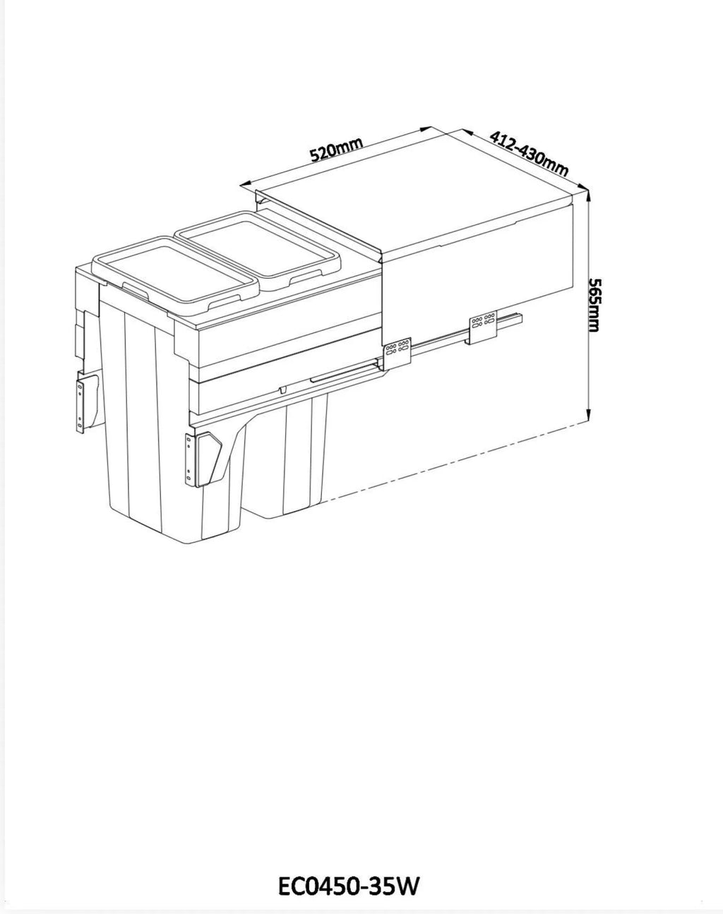 Vora 70L Twin Pull-Out Kitchen Bin (2x35L) – view 2