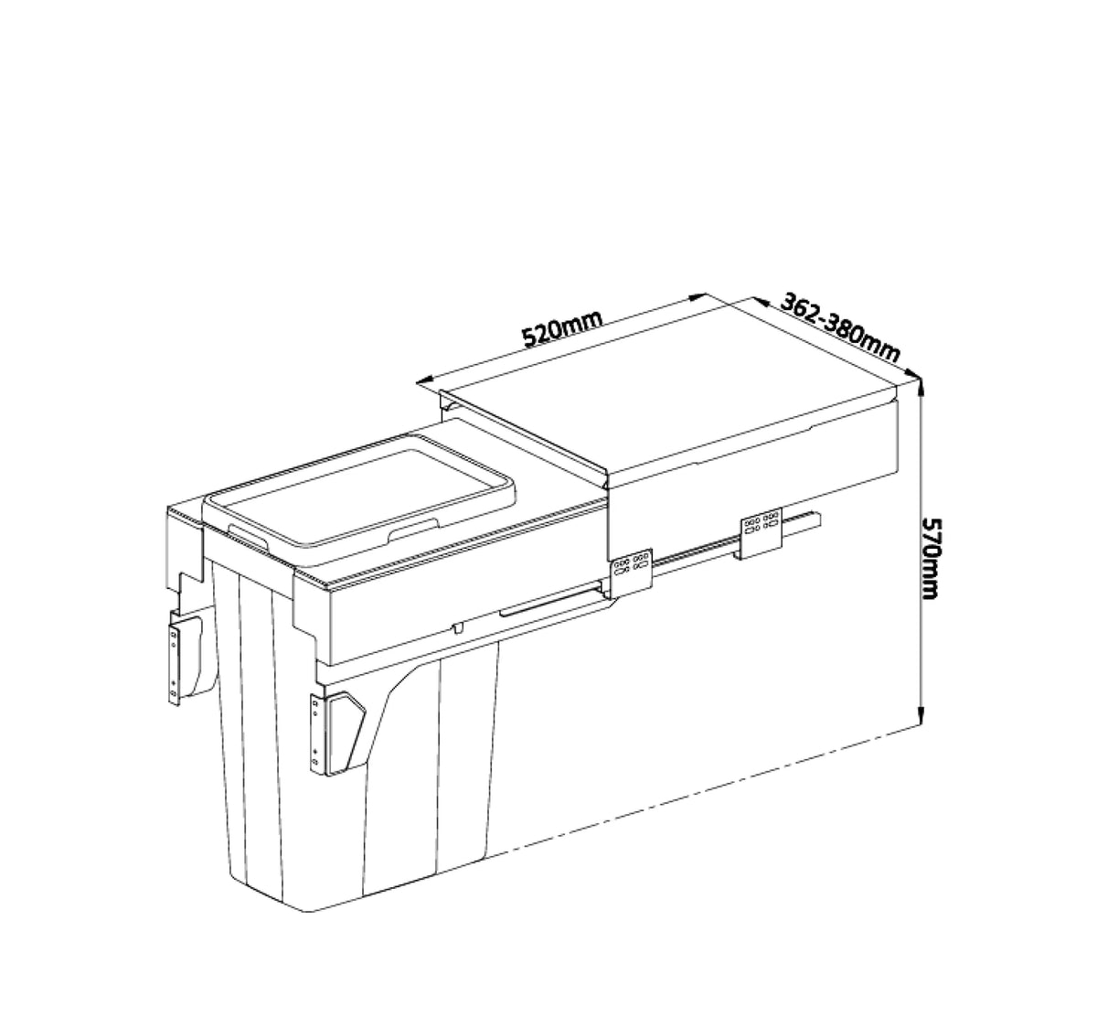 Vora 35L Single Pull-Out Kitchen Bin (1x35L) – view 2
