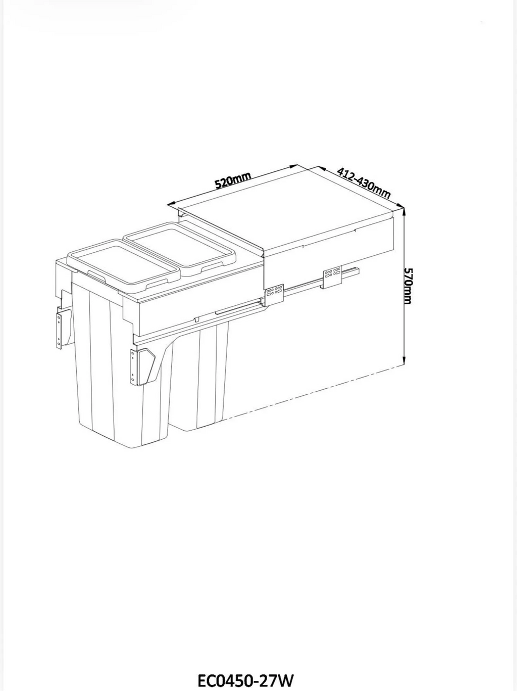 Vora 54L Twin Pull-Out Kitchen Bin (2x27L) – view 2